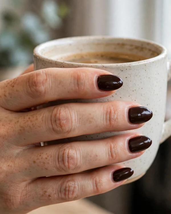 Classic dark chocolate espresso nails