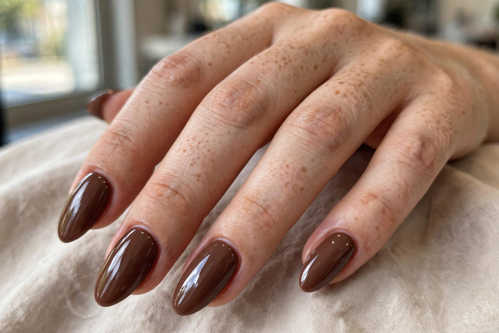 Glazed chocolate donut nails
