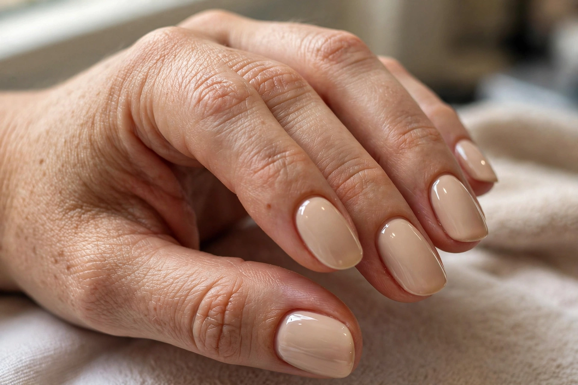 Creamy cappuccino nude nails